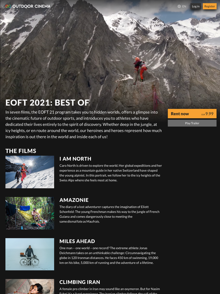 Screenshot of the outdoor-cinema.net website