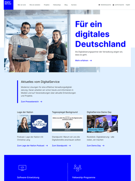 Screenshot of the digitalservice.bund.de website