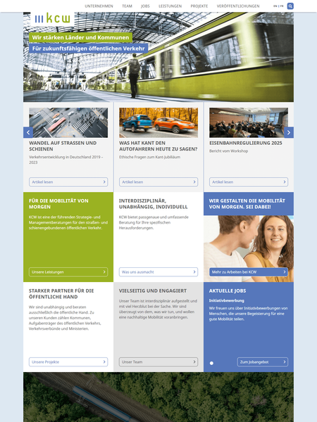 Screenshot of the kcw-online.de website