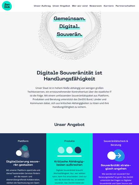 Screenshot of the zendis.de website