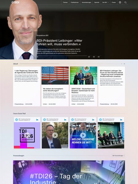 Screenshot of the bdi.eu website