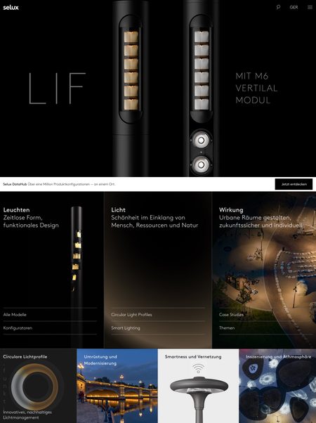 Screenshot of the selux.com website