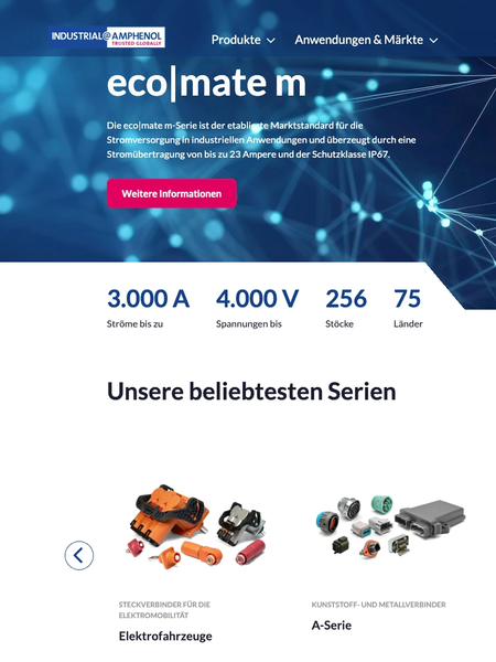Screenshot of the amphenol-industrial.de website