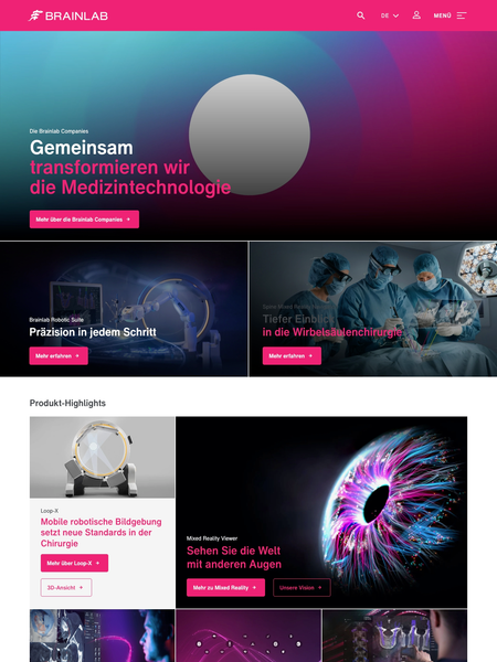 Screenshot of the brainlab.com website