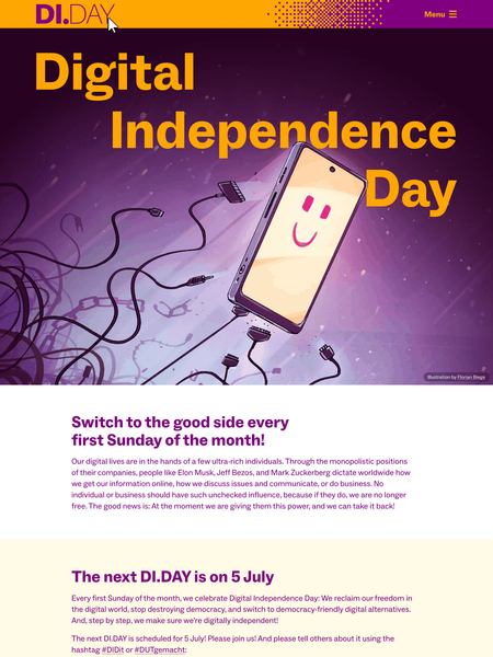 Screenshot of the di.day website